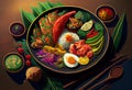 Beautiful indonesian food illustration vibrant AI generated