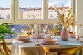 Beautiful indoor table setting for a dinner