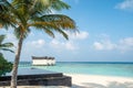 Beautiful infinity swimming pool beautiful landscape with ocean and tropical beach view Royalty Free Stock Photo