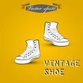 beautiful info graphic design vector of vintage white shoes sneakers