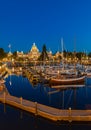 Beautiful inner harbour of Victoria night photo. Parliament legislature building with light illumination Victoria BC