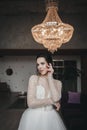 Beautiful innocent brunette bride Royalty Free Stock Photo