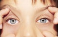 A beautiful insightful look boy`s eye. Close up shot. Royalty Free Stock Photo