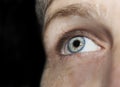 A beautiful insightful look eye. Close up shot. The eye of an elderly woman