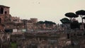 A beautiful inspiring evening landscape of ancient roman ruins in Rome, Italy.