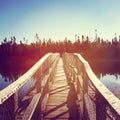Beautiful instagram of bridge over water at dawn with effect Royalty Free Stock Photo