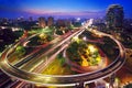 Beautiful interchange overpass in the nighttime Royalty Free Stock Photo