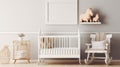 Beautiful interior crib and nursery with white and gold accents, Generative AI Royalty Free Stock Photo