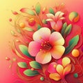 Delicate and colorful abstract decorative painted of a flower