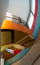 Beautiful interior design of some colorful spiral stairway
