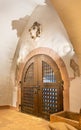 Beautiful interior door in the barrel building of Heidelberg Castle. Baden Wuerttemberg, Germany, Europe