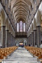 Beautiful interior hall of Salisbury Cathedral Church, England Royalty Free Stock Photo