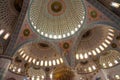 Beautiful interior of the mosque. Oriental ornaments, textures and patterns on the ceiling. Kocatepe Mosque. Ankara, Turkey Royalty Free Stock Photo