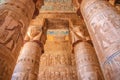 Beautiful interior of the temple of Dendera or the Temple of Hathor. Colorful zodiac on the ceiling of the ancient