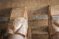 Beautiful interior of the Temple of Dendera or the Temple of Hathor. Egypt, Dendera, Ancient Egyptian temple near the city of Ken