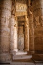 Beautiful interior of the Temple of Dendera or the Temple of Hathor. Egypt, Dendera, Ancient Egyptian temple near the