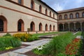 Beautiful internal court gardening of the Antique arts museum of the Sforza castle.
