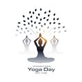 beautiful international yoga day background with artistic tree design