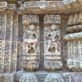 Intricate carvings on the walls of the Sun Temple, Konark