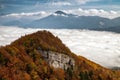 Beautiful inversion between two hills. Hill Sip and Choc in Slovakia