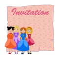 Beautiful invitation with four little girls