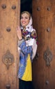 Beautiful Iranian lady in a village of Abyaneh