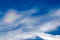 Beautiful iridescent cloud Irisation or rainbow cloud Royalty Free Stock Photo