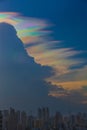 Beautiful iridescent cloud, Irisation or rainbow cloud