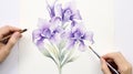 Beautiful Iris Watercolour Illustration With Yucca Tree