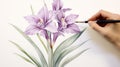 Beautiful Iris Watercolour Illustration With Yucca Tree