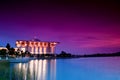 Beautiful Islamic Mosque Beside a Lake at Dusk