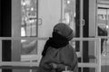 Beautiful Islamic Woman Protection Herself For The Coronavirus At Amsterdam The Netherlands In Black And White 2020