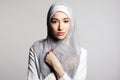 beautiful islamic young woman with Make-up. beauty girl in hijab