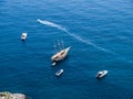 Boats off the isle of Capri from Clifftop Restaurant in Capri