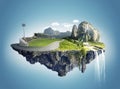 Beautiful island floating on sky Royalty Free Stock Photo