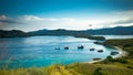 Beautiful Island in Indonesia: A Stunning Sky and Moored Ships