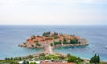 Beautiful Island and Luxury Resort Sveti Stefan, Montenegro. Balkans, Adriatic sea, Europe. Royalty Free Stock Photo