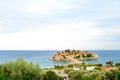 Beautiful Island and Luxury Resort Sveti Stefan, Montenegro. Balkans, Adriatic sea, Europe. Royalty Free Stock Photo