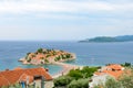 Beautiful Island and Luxury Resort Sveti Stefan, Montenegro. Balkans, Adriatic sea, Europe. Royalty Free Stock Photo