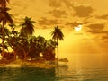Beautiful island in the sunset