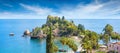 Beautiful Isola Bella, small island near Taormina, Sicily, Italy. Narrow path connects island to mainland Taormina beach Royalty Free Stock Photo