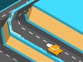 Beautiful isometric design of orange car on the road