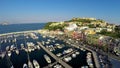 Beautiful Italian seaside town with colorful houses, summer vacation, aerial Royalty Free Stock Photo