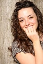 Beautiful italian smiling girl, long hair style Royalty Free Stock Photo