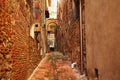 Beautiful Italian street of  small old provincial town Royalty Free Stock Photo
