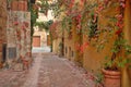 Beautiful Italian street of  small old provincial town Royalty Free Stock Photo