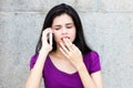 Beautiful italian woman receiving bad news Royalty Free Stock Photo