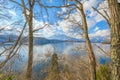 Beautiful Japan in winter around the mountains Lake and tree w