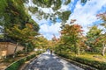 Beautiful japanese autumn garden style in golden pavilion Kinkakuji temple at Kyoto