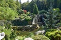 A beautiful Japanese garden explored on a sunny summer day. Royalty Free Stock Photo